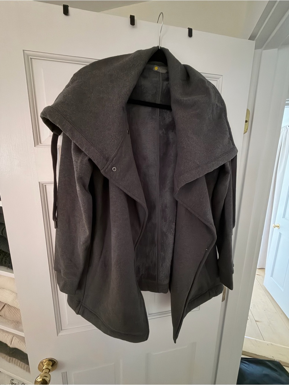 Zella Fleece Lined Wrap Jacket (Dark Grey)